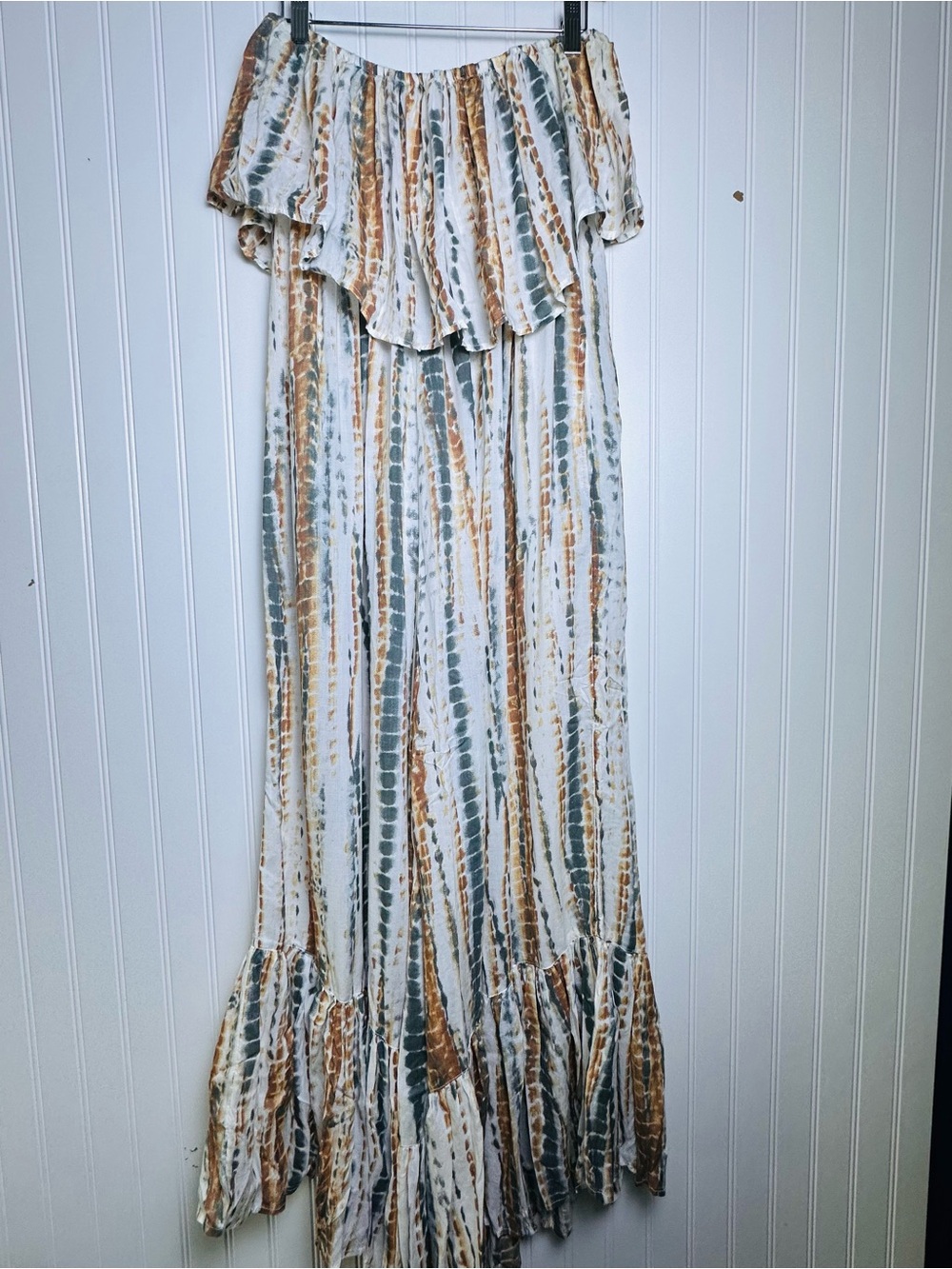 Free People Summer Vibes Tie Dye Bohemian Ruffle Jumpsuit Strapless Casual Small - Picture 4 of 13